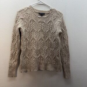 Ann Taylor LOFT Pullover Womens S Alpaca Wool Blend Chunky Cable Knit Sweater